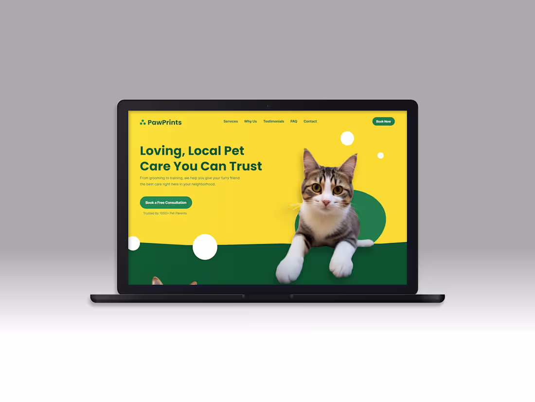 Cover image for PawPrints landing page design