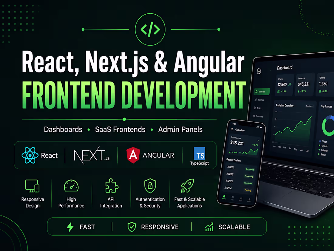 Cover image for React, Next.js & Angular Frontend Development