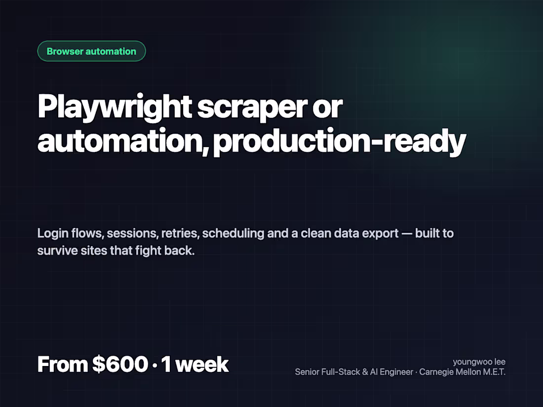 Cover image for Playwright Browser Automation or Scraper, Production-Ready