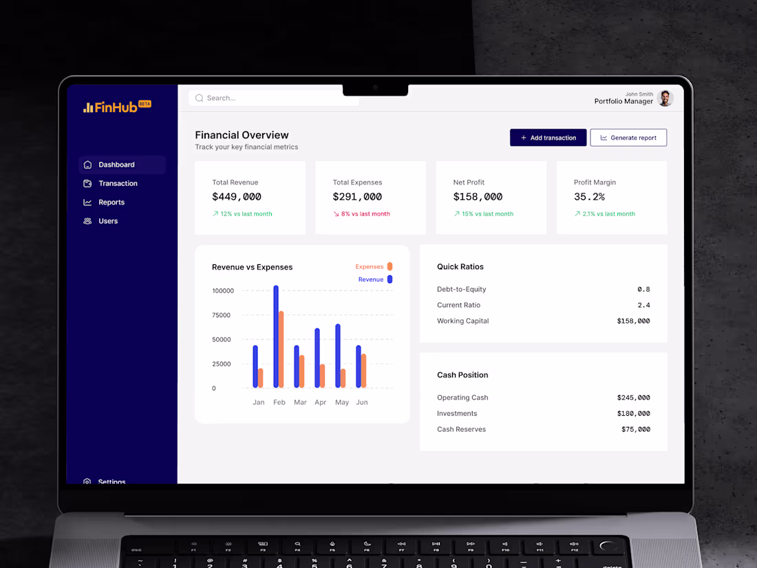 Cover image for Modern Financial Management Dashboard