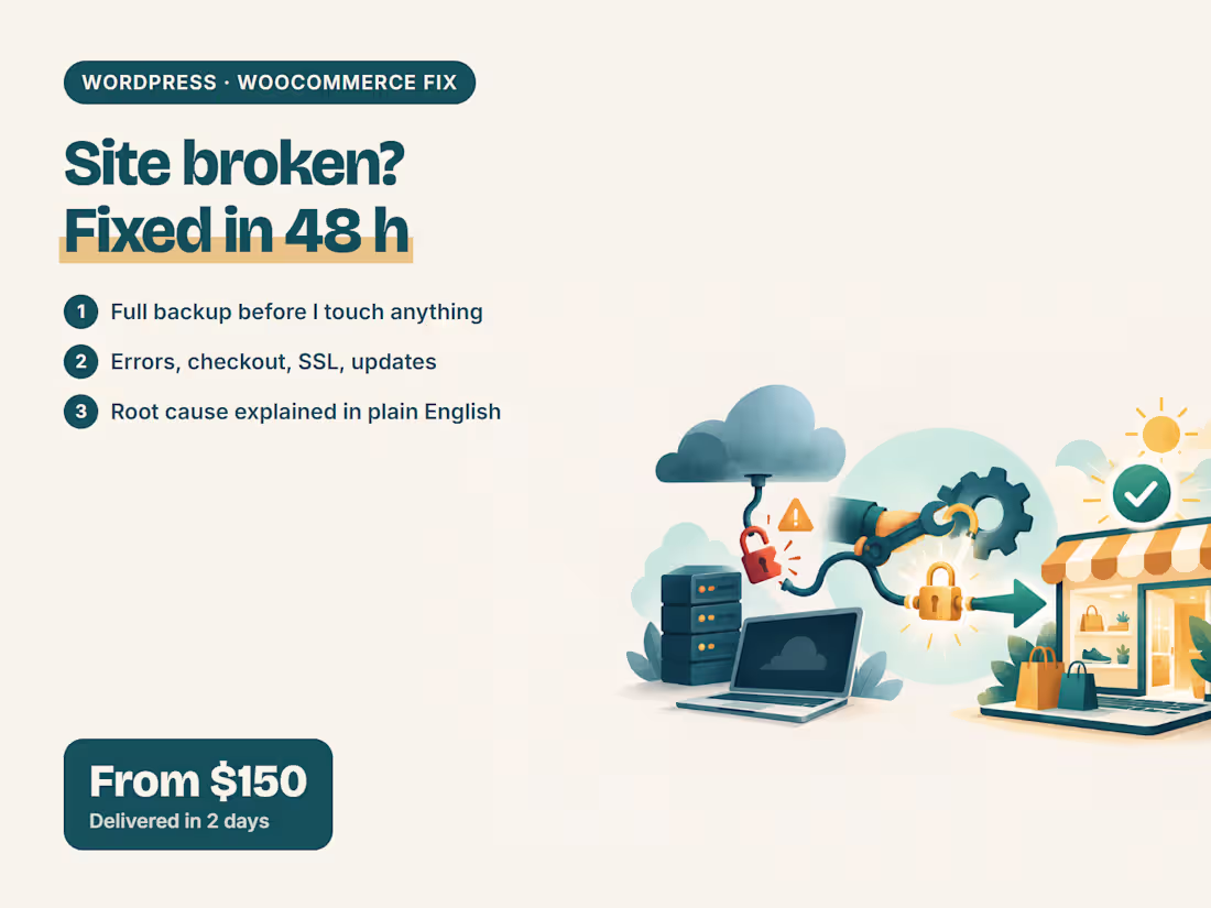 Cover image for WordPress or WooCommerce Fix: Errors, Checkout, SSL
