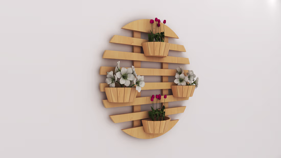 Cover image for Round Wooden Wall Flower Shelf — 3D Visualization A perfect ...