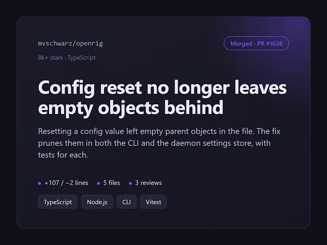 Cover image for openrig: config reset fix. Fixed