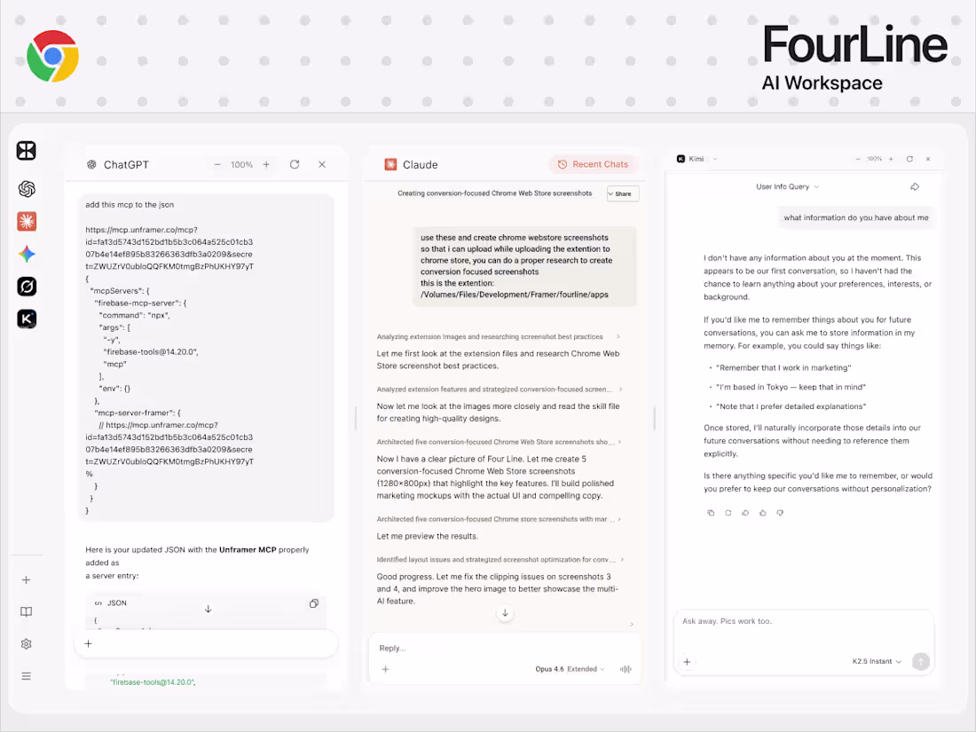 Cover image for AI Workspace — Multi-LLM Chrome Extension