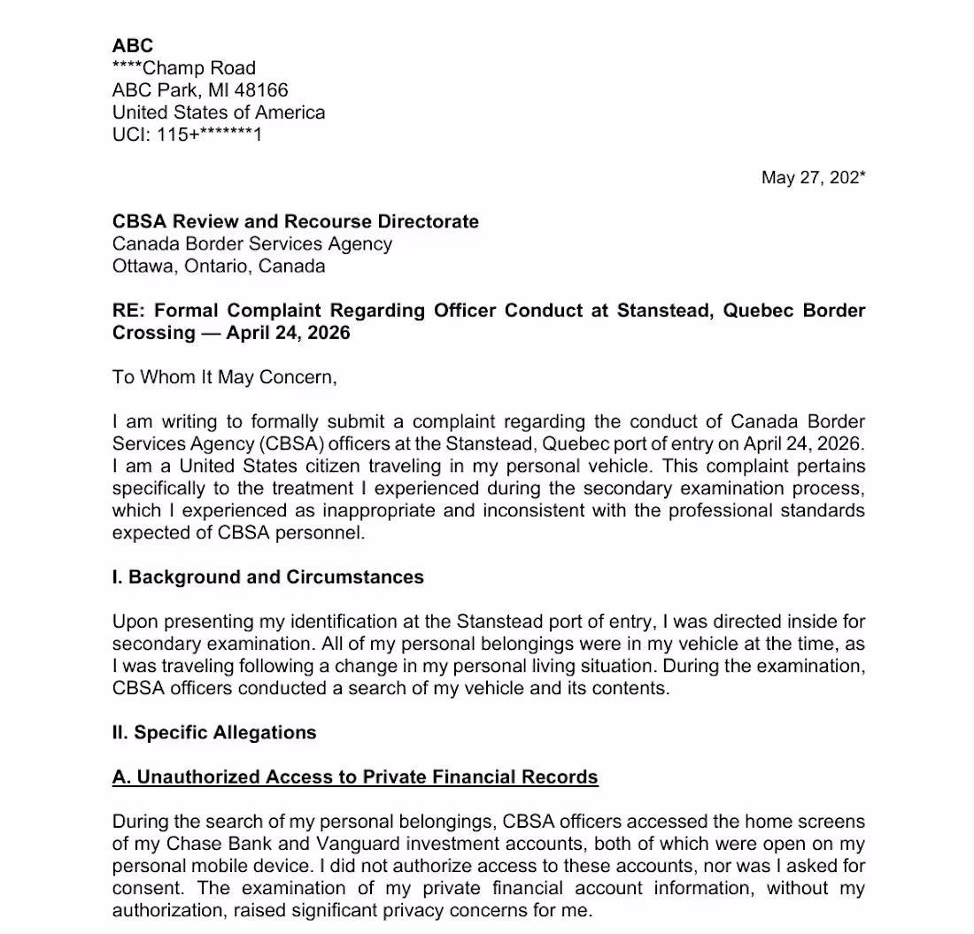 Cover image for CBSA Complaint & Regulatory Legal Drafting