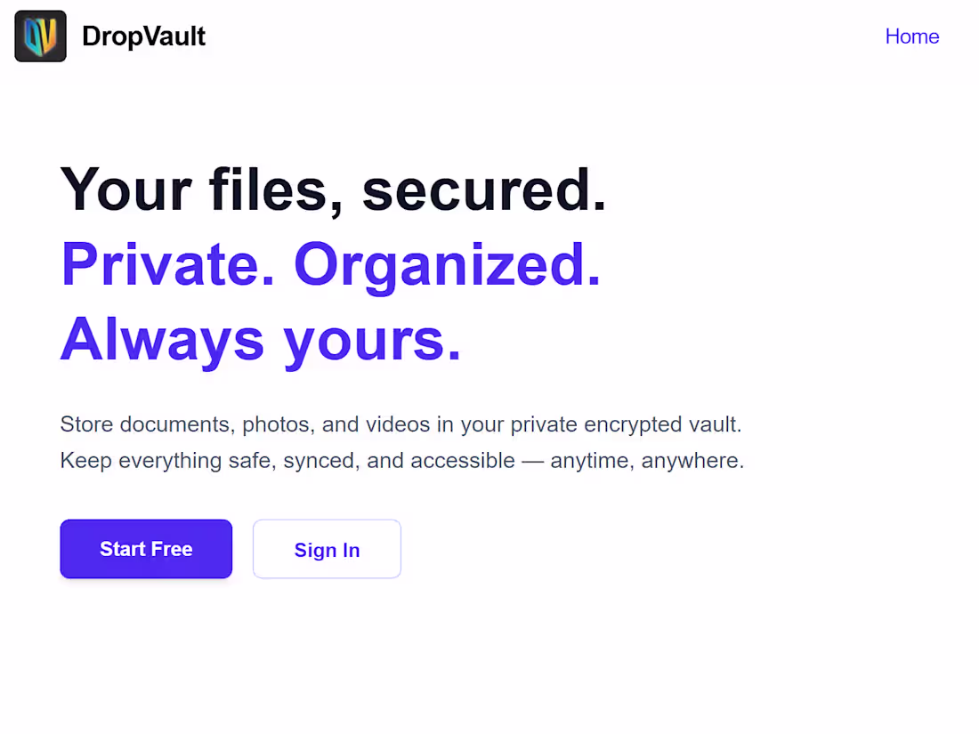 Cover image for DropVault — Secure Photo & PDF Storage Manager