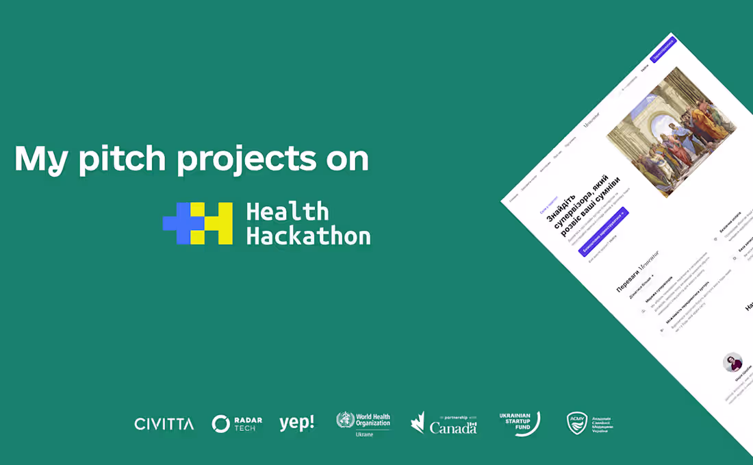 Cover image for My pitch projects on Health Hackathon 2022 on Behance