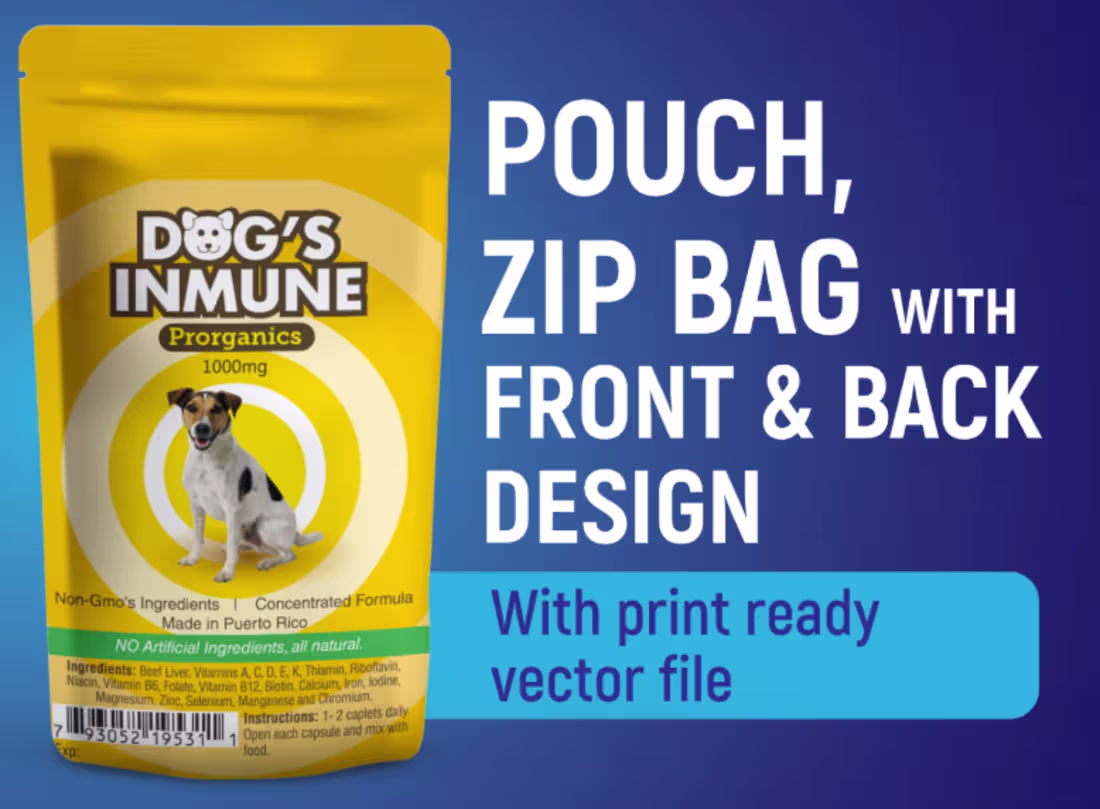 Cover image for Pet Product Pouch Zip Bag Packaging Design Custom Stand-Up Label
