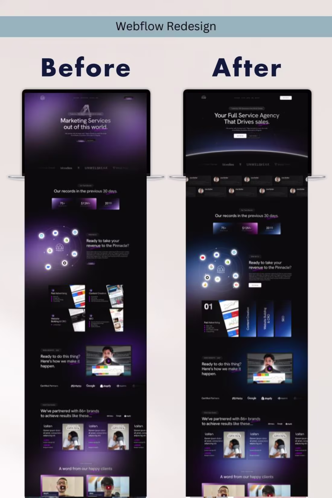Cover image for Webflow Redesign Before vs After