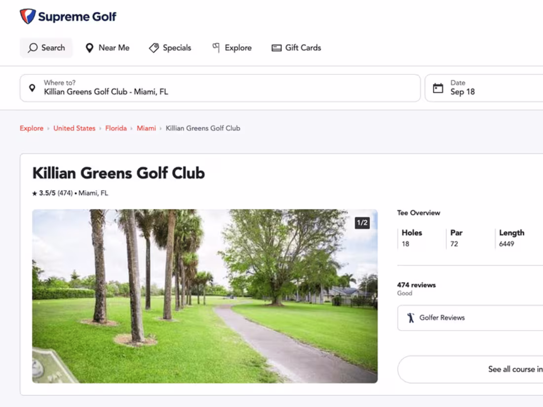Cover image for Supreme Golf - Book tee times online
