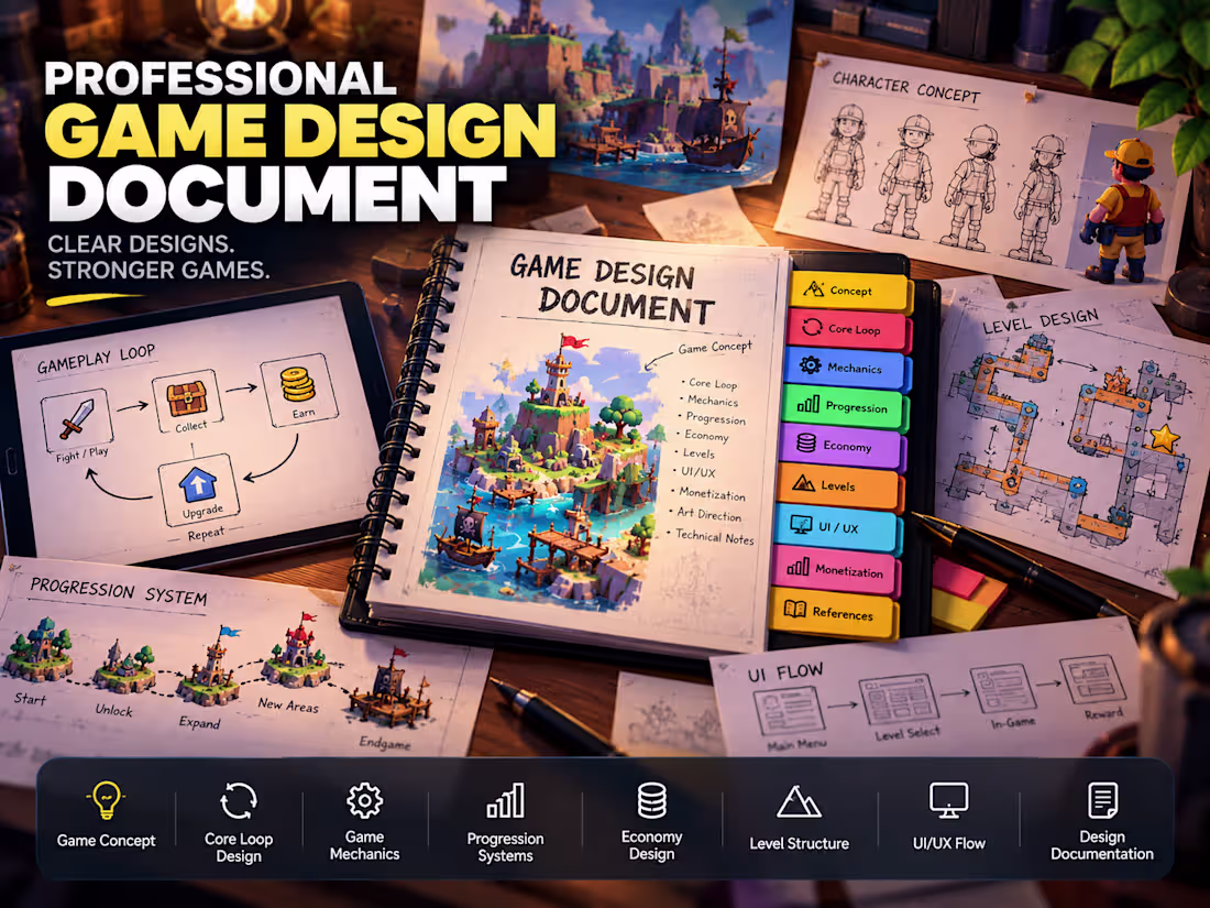 Cover image for Professional Game Design Document (GDD) & Game Concept Design