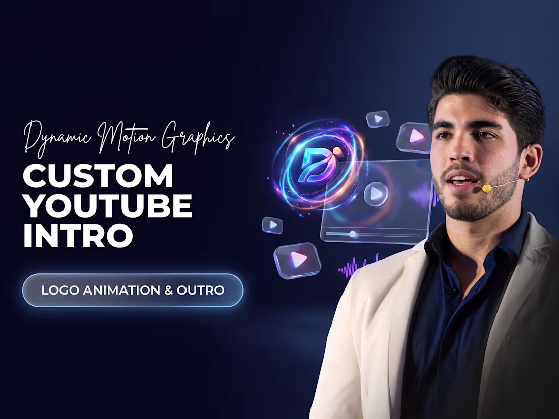 Cover image for YouTube intro video, logo animation, and outro motion graphics