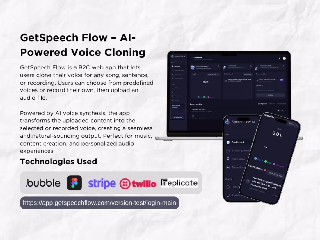 Cover image for GetSpeech Flow - AI Powered voice Cloning