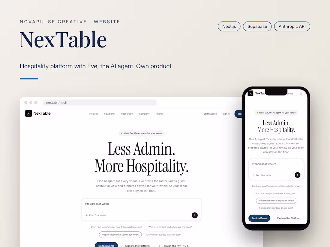 Cover image for NexTable, my own hospitality platform