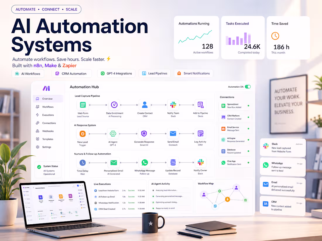 Cover image for AI Automation System with n8n, Make or Zapier 🤖