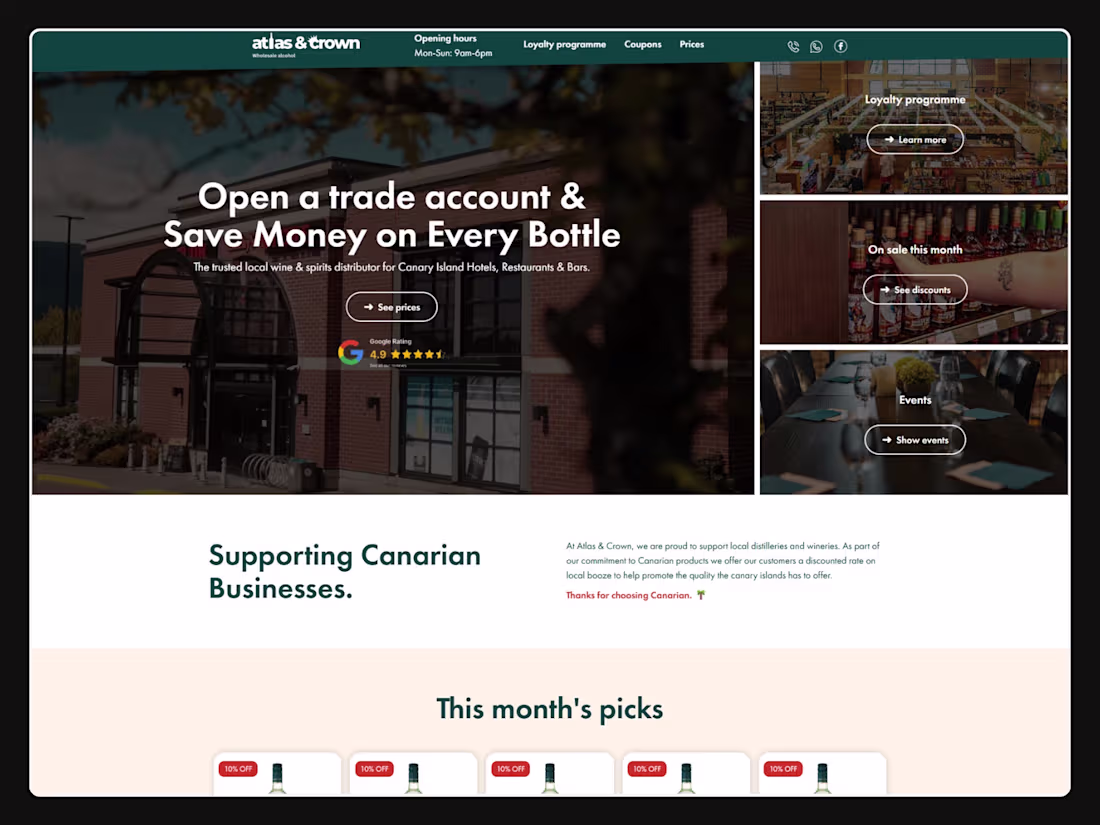 Cover image for Atlas & Crown – Wine and Spirits Distributor Webflow Website