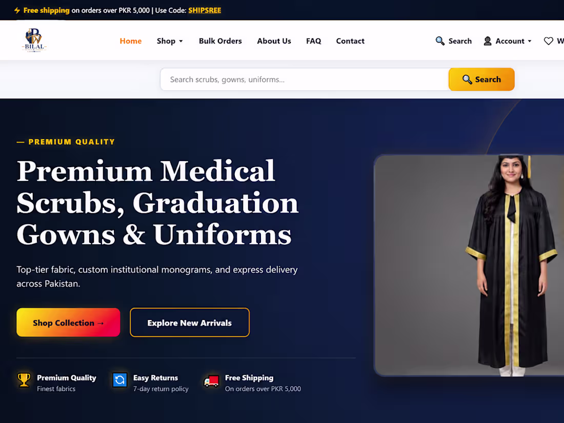 Cover image for Bilal Wear & Uniform | E Commerce