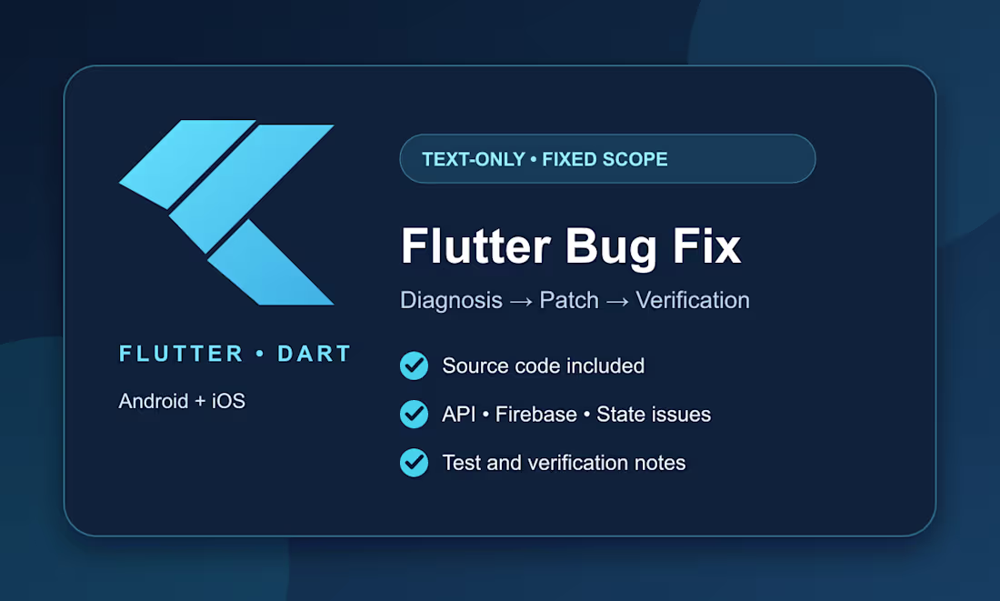 Cover image for Flutter Bug Fix & Mobile App Repair