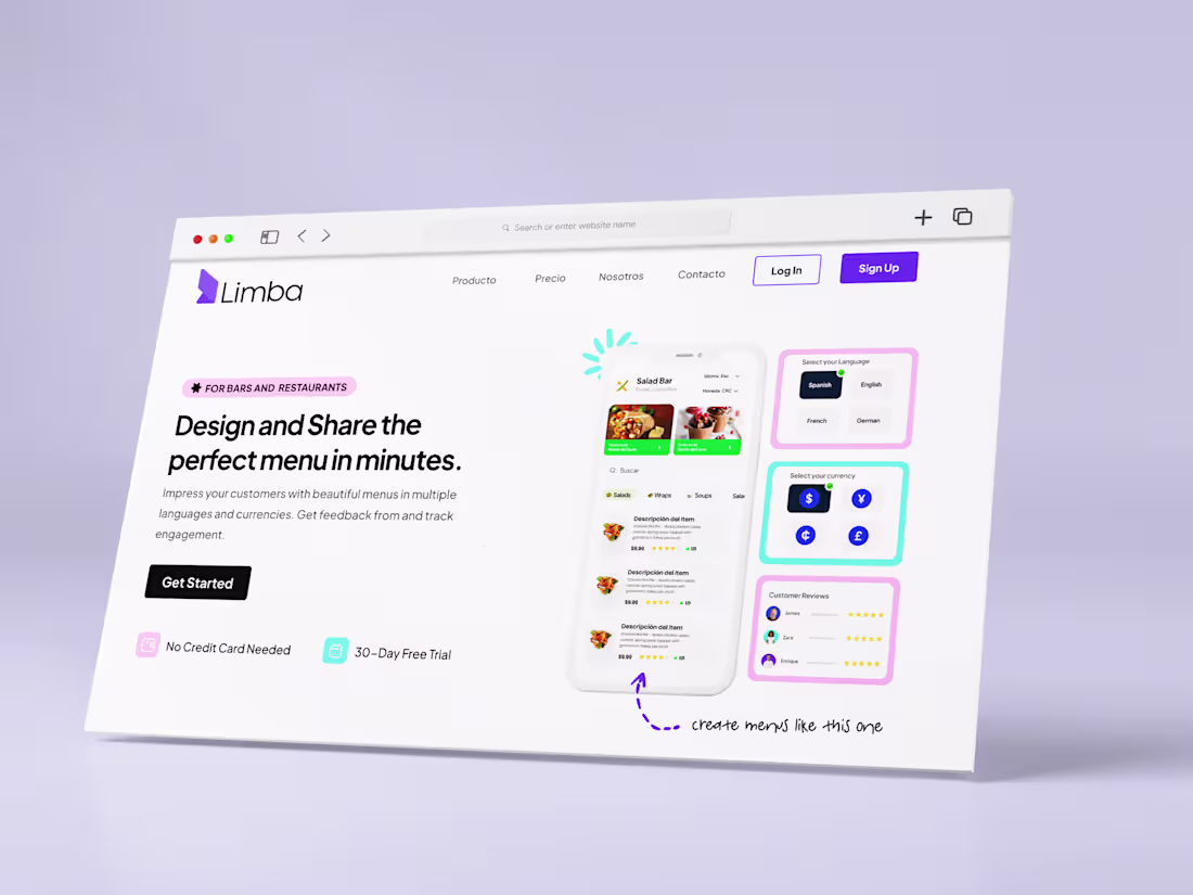 Cover image for Limba | Multilingual Menu Creation Tool Website 🍔