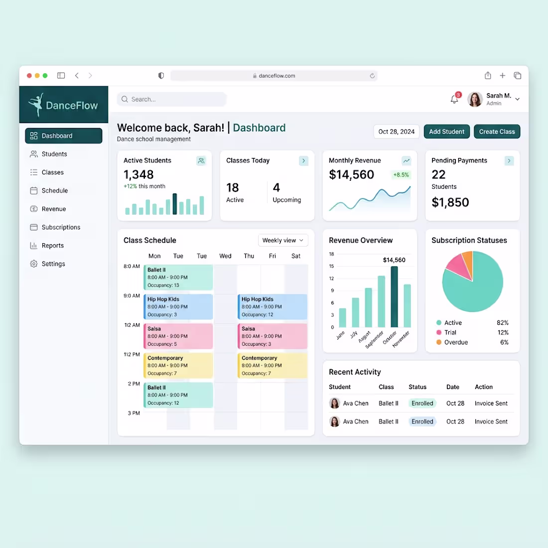 Cover image for DanceFlow: Multi-Tenant Studio Management SaaS
The