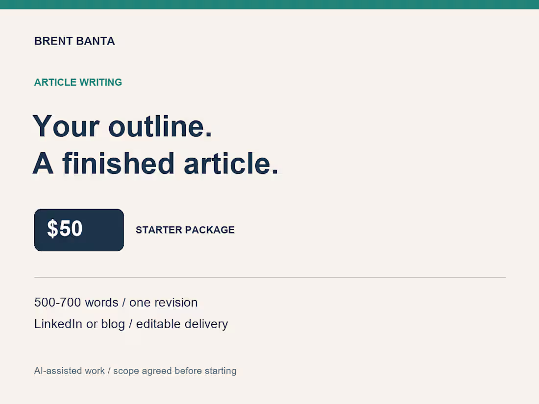 Cover image for LinkedIn or Blog Article From Your Outline