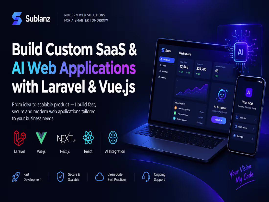 Cover image for Build Custom SaaS & AI Web Applications with Laravel & Vue.js