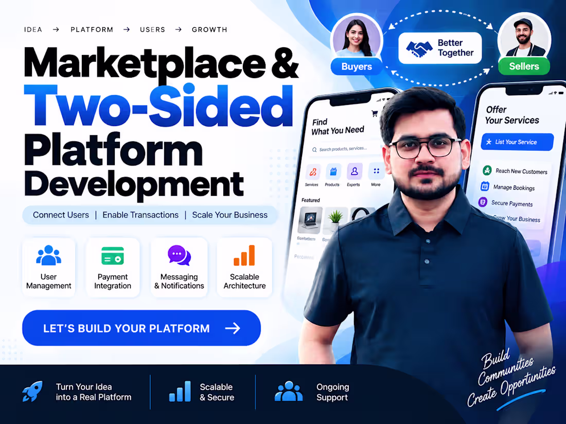 Cover image for  Marketplace & Two-Sided Platform Development with Bubble.io