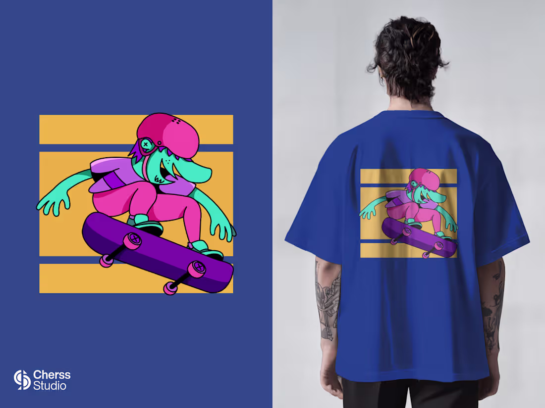 Cover image for Alien skateboard T-Shirt Design