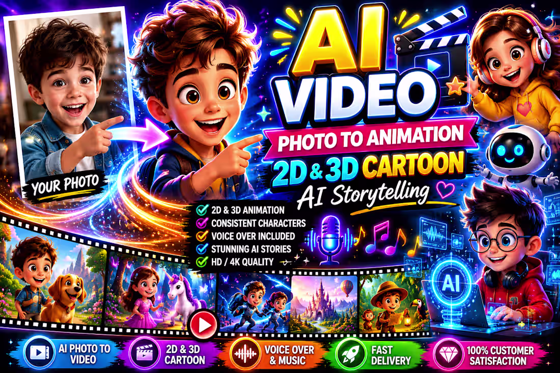 Cover image for create ai video or animate your picture, 2d and 3d cartoon