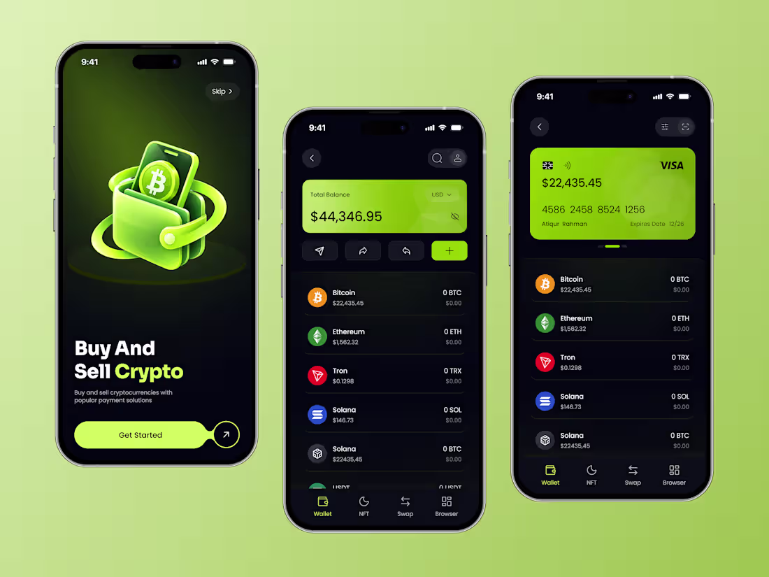 Cover image for Crypto Wallet App UI 
Description
Clean