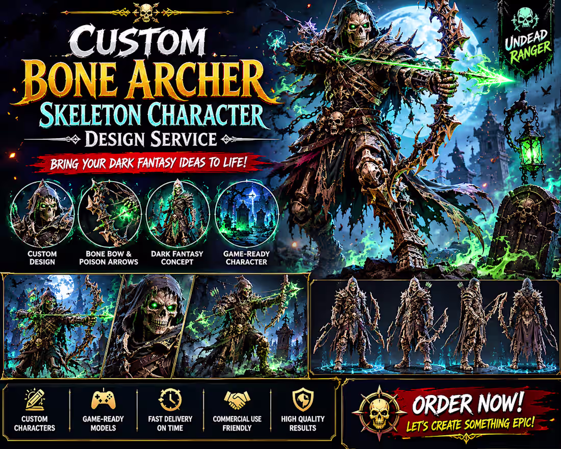 Cover image for I Will Create a Custom Bone Archer Skeleton Character for Games