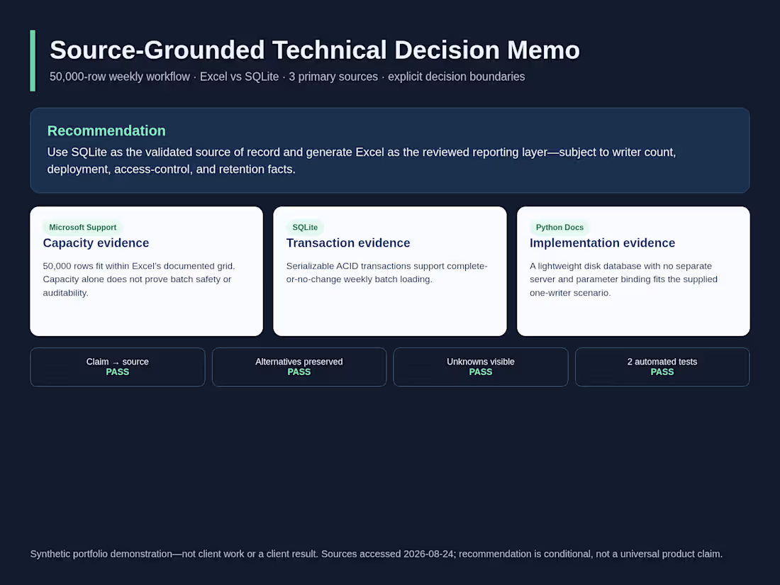 Cover image for Source-Grounded Technical Decision Memo