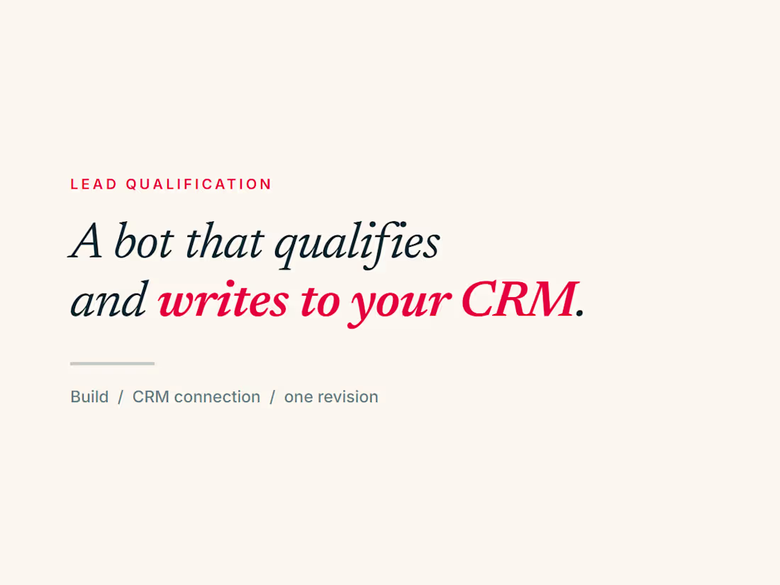 Cover image for AI lead qualification chatbot wired into your CRM