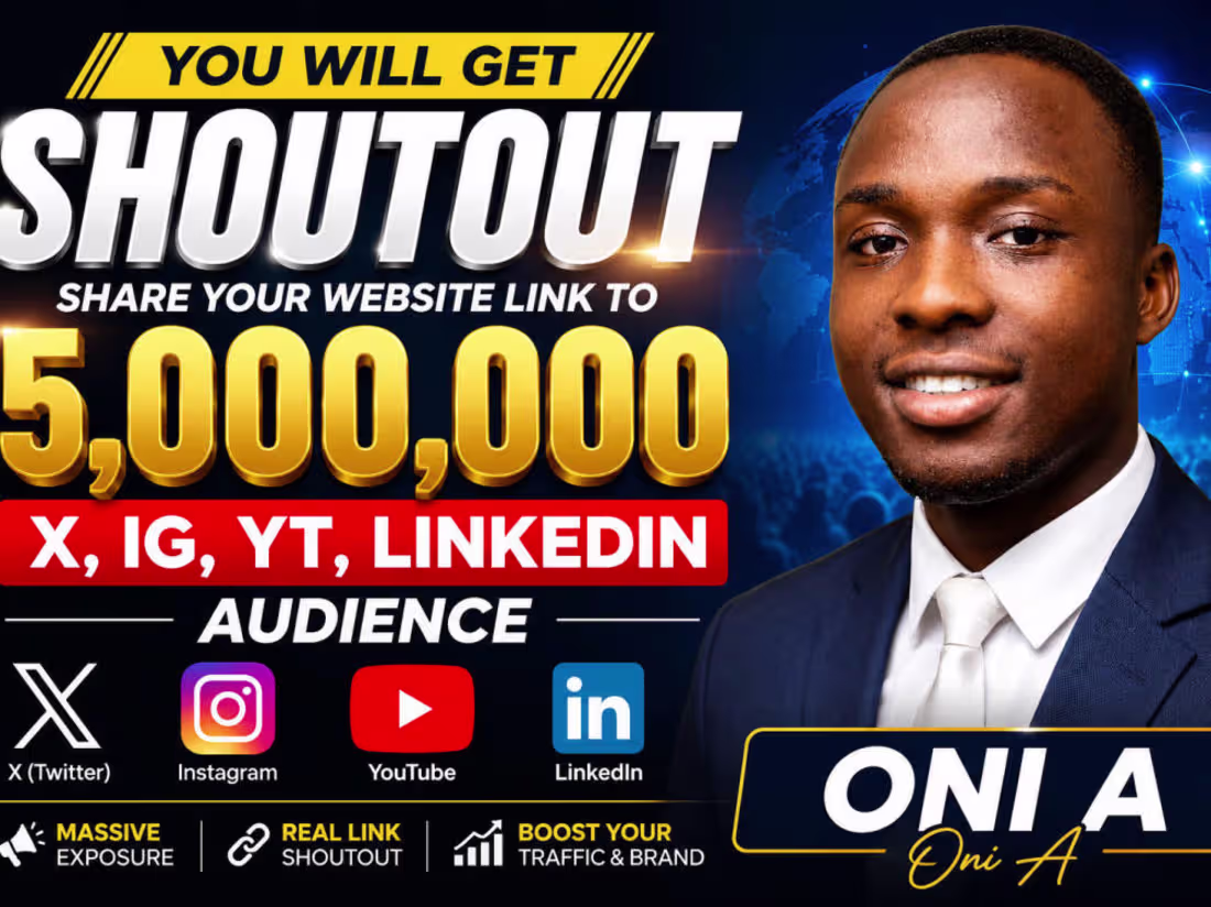 Cover image for Get Shoutout Share your Website Link to 5,000,000 X, IG, YT