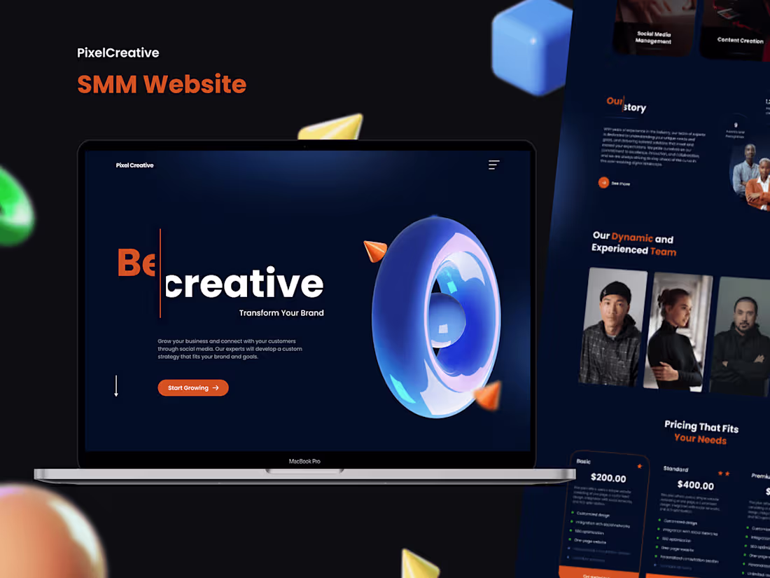 Cover image for PixelCreative | SMM Website on Behance
