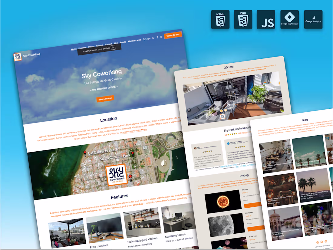 Cover image for Sky Coworking: Website Built for SEO Performance