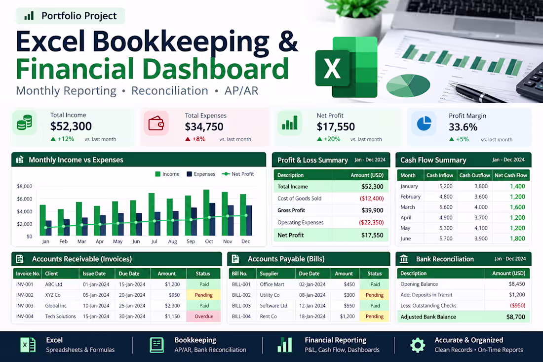 Cover image for Created an Excel-based bookkeeping and