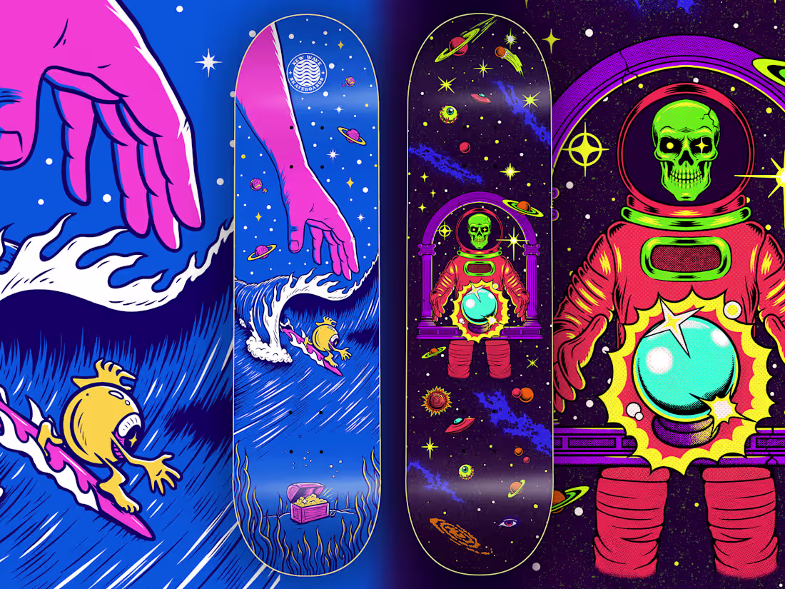 Cover image for Design and illustration for skateboard deck , any style