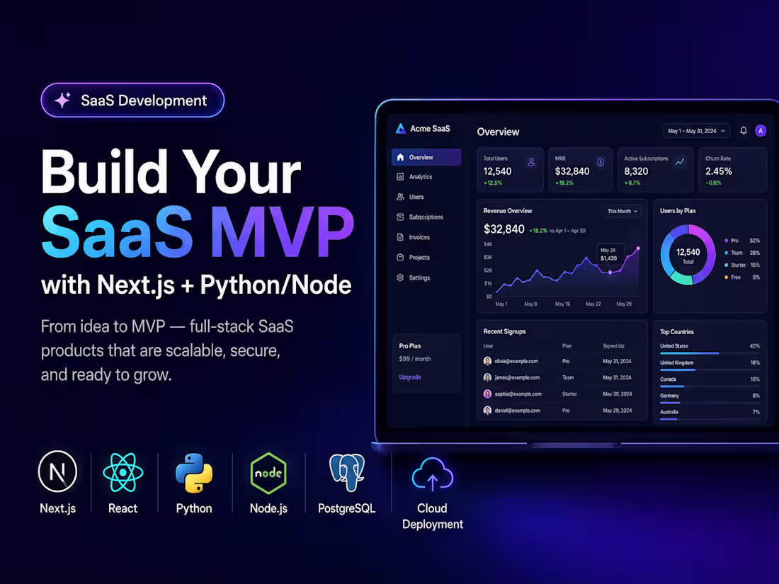 Cover image for Build Your SaaS MVP with Next.js + Python/Node