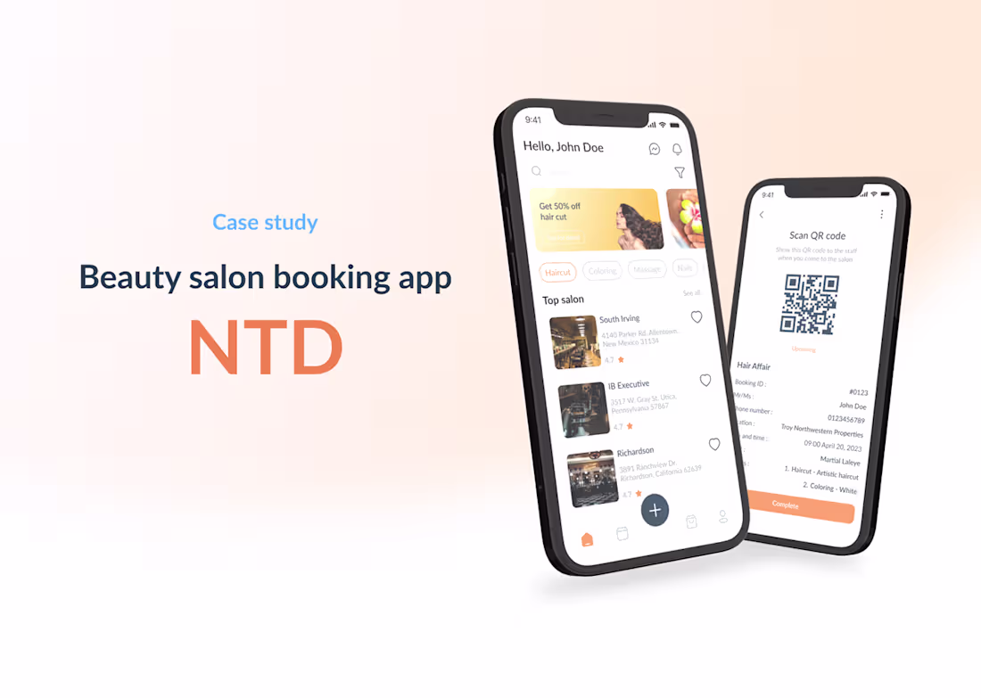 Cover image for NTD - Beauty salon booking app on Behance