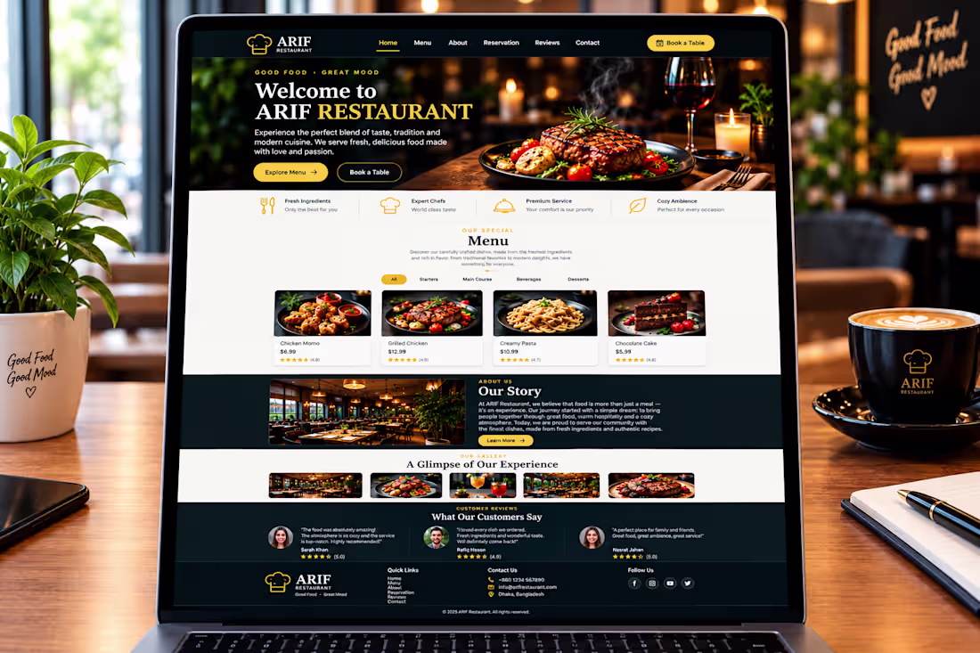 Cover image for A premium, responsive restaurant website
