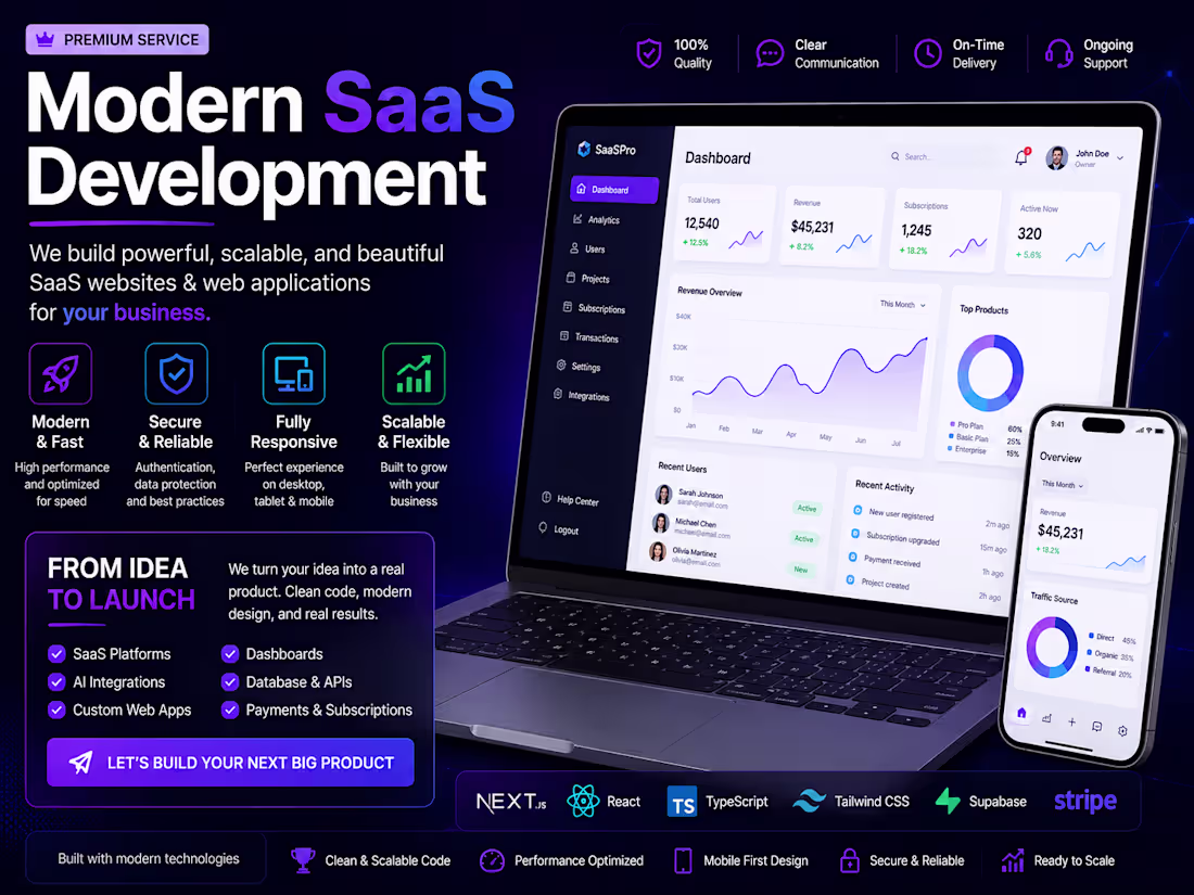 Cover image for I will build a modern SaaS web app for your business