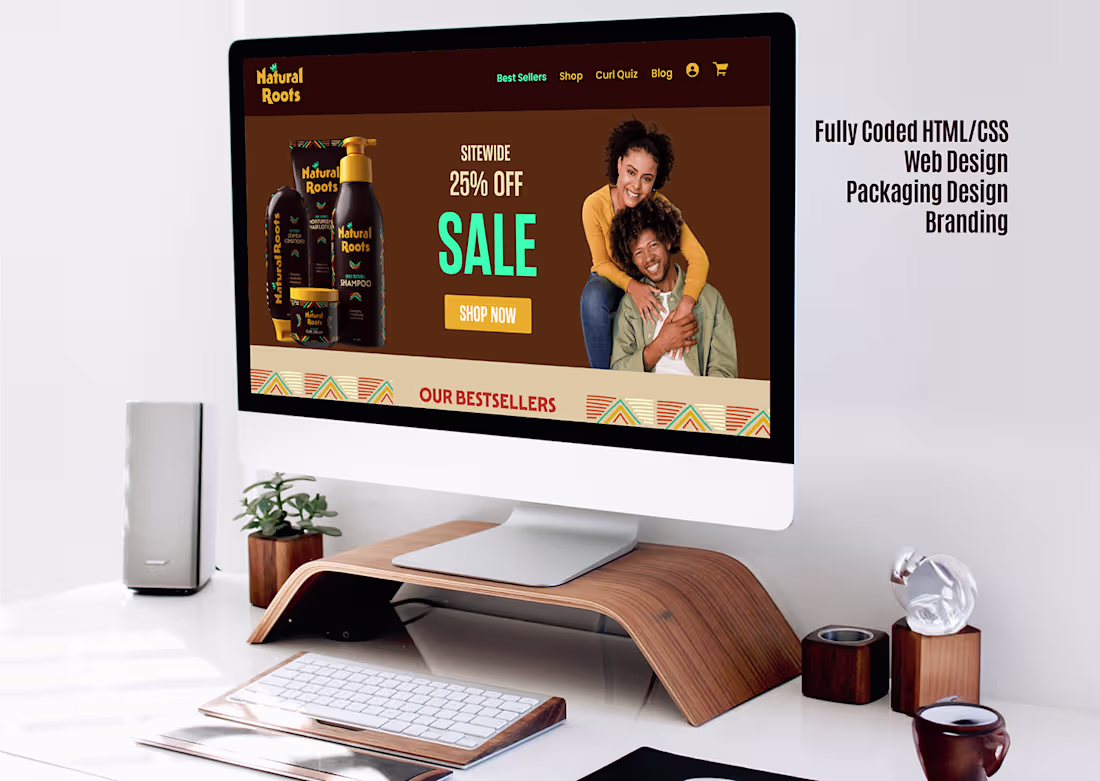 Cover image for HTML/CSS: Fully Coded Natural Roots Website :: Behance