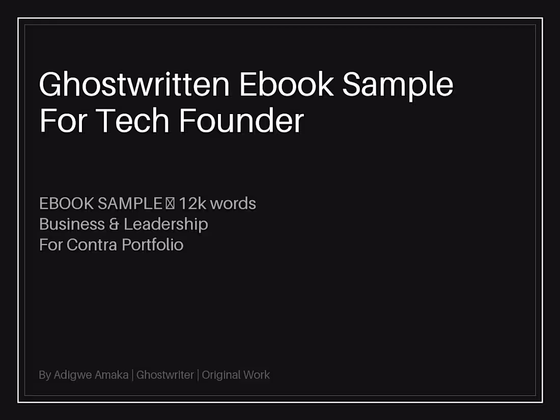 Cover image for Ghostwriting sample by Adigwe Amaka.