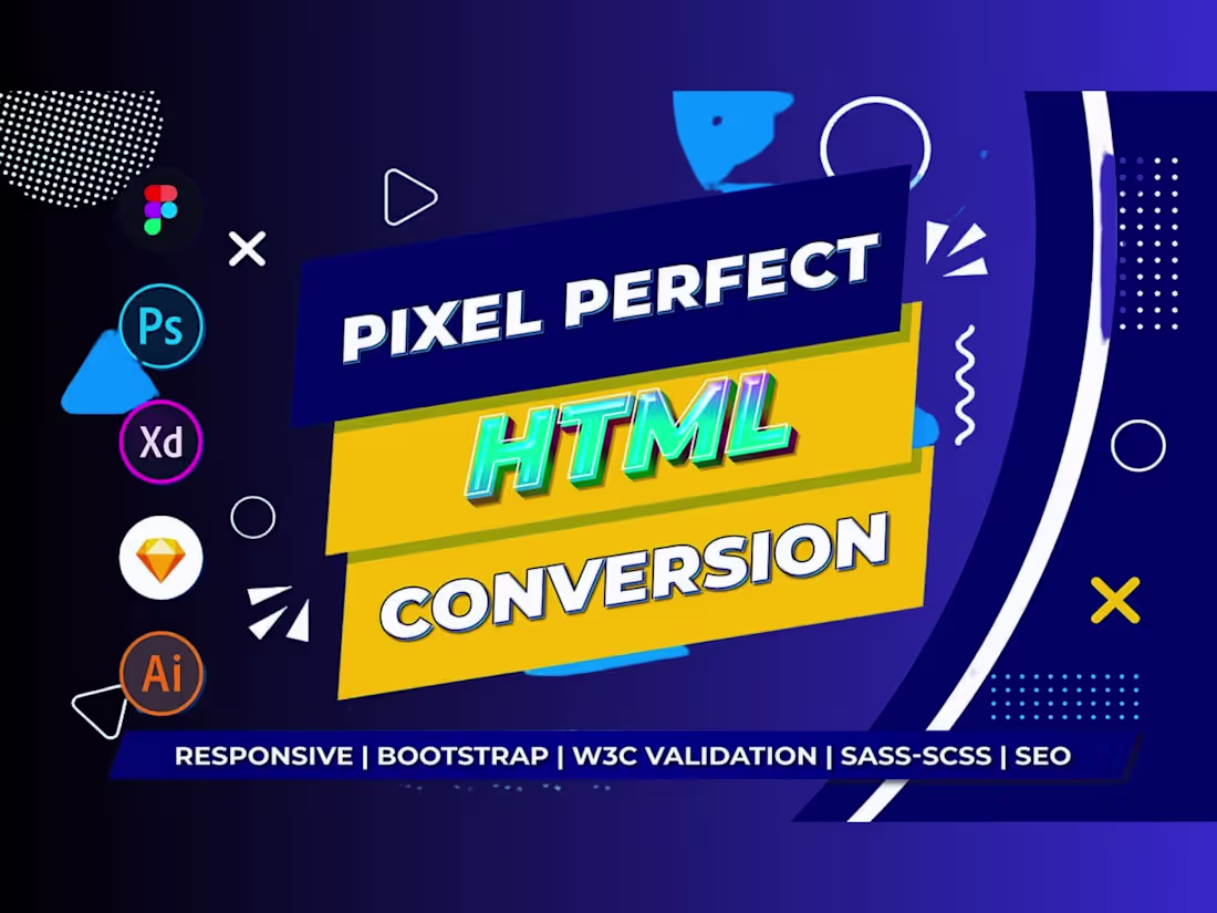 Cover image for PSD/XD/Figma to responsive HTML5 with Tailwind CSS & Bootstrap 5