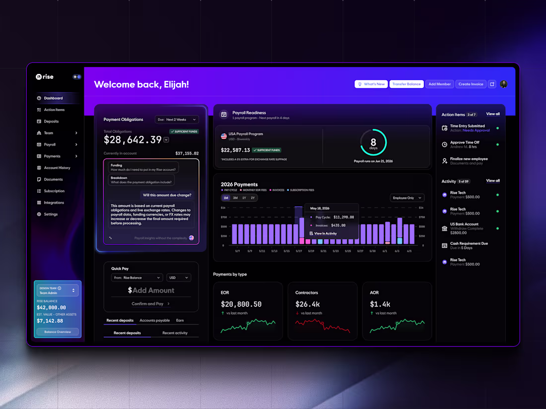 Cover image for Rise Payroll Dashboard Design