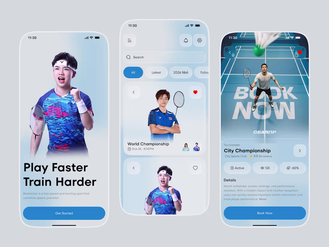 Cover image for Badminton Mobile App Concept — Event Booking & Live Scores