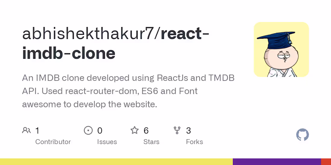 Cover image for IMDB clone developed with ReactJs and TMDB API