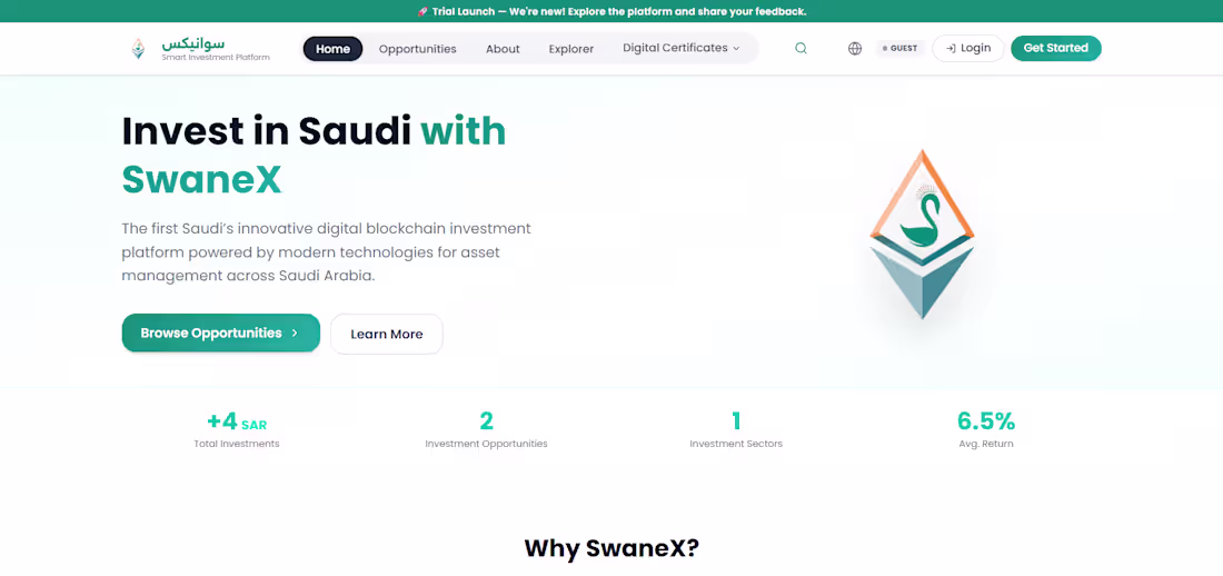 Cover image for SwaneX: Regulated Blockchain Investment Platform,