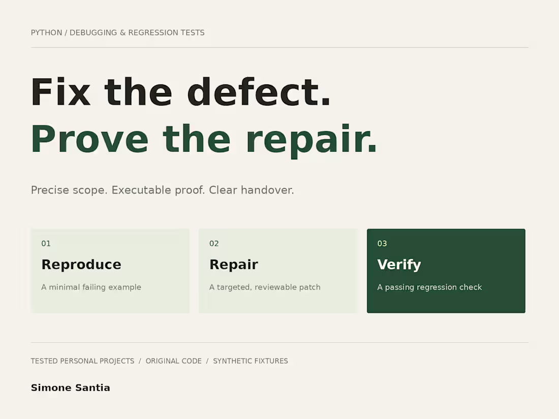 Cover image for Python debugging & regression-tested fixes